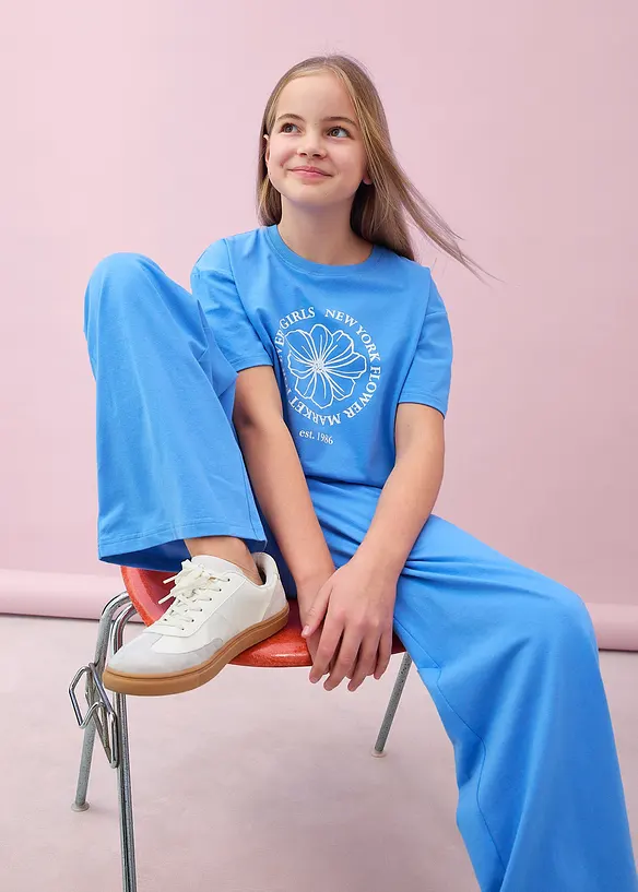 T-Shirt e pantaloni in jersey di misto cotone elasticizzato (set 2 pezzi), bonprix