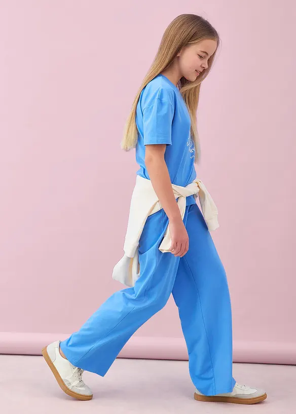 T-Shirt e pantaloni in jersey di misto cotone elasticizzato (set 2 pezzi), bonprix