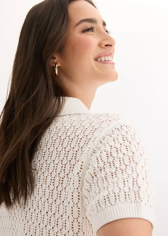 T-shirt in maglia traforata di puro cotone, bonprix