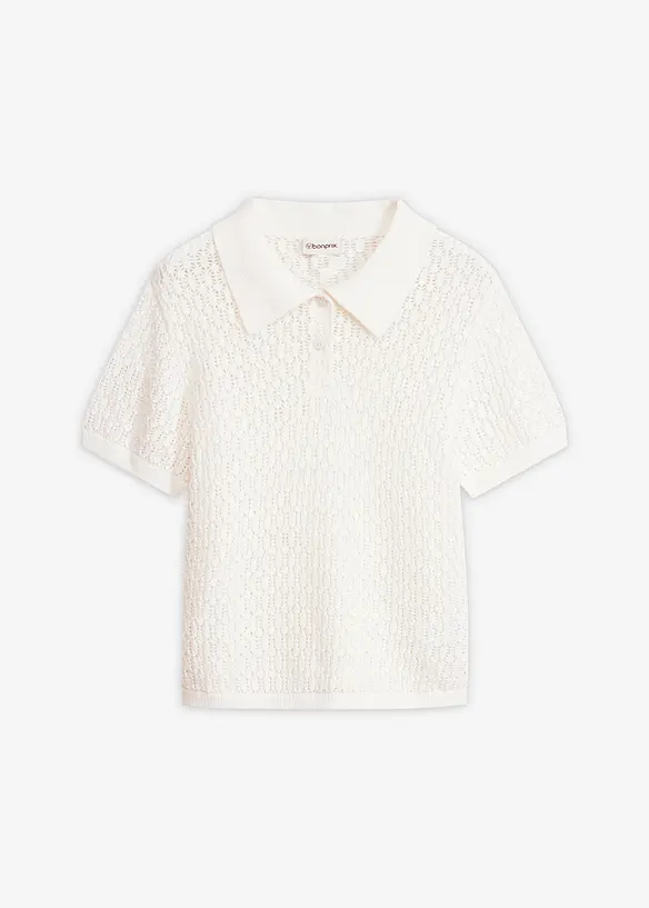 T-shirt in maglia traforata di puro cotone, bonprix