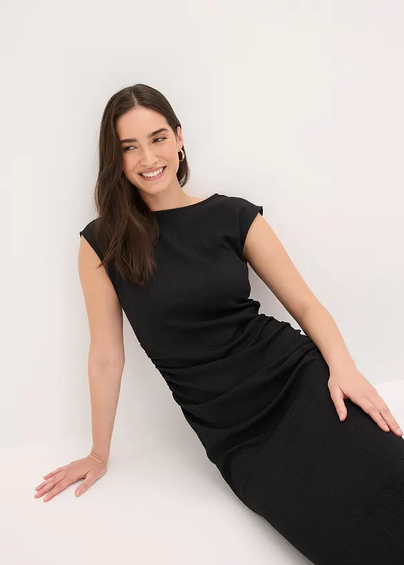 Abito in maglina di cr&ecirc;pe operato, bonprix