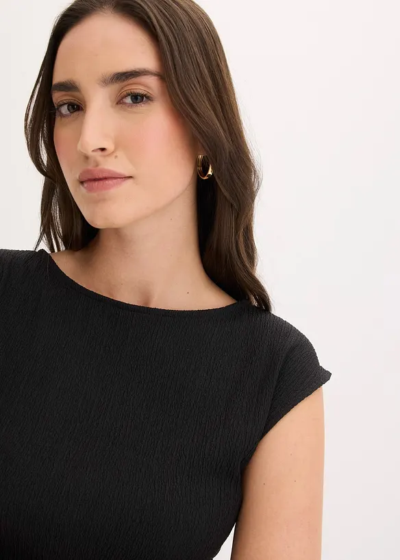 Abito in maglina di cr&ecirc;pe operato, bonprix