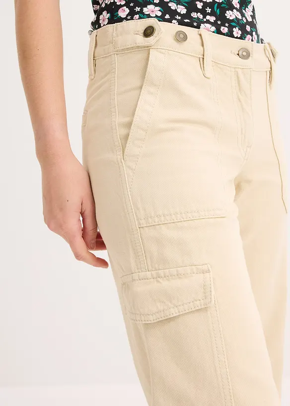 Pantaloni cargo in puro cotone, bonprix