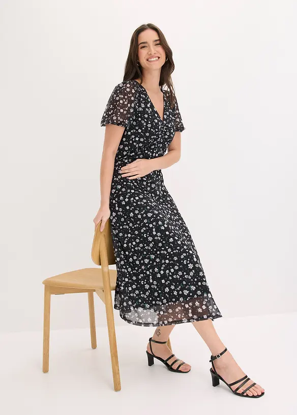 Abito di jersey e mesh fine, bonprix