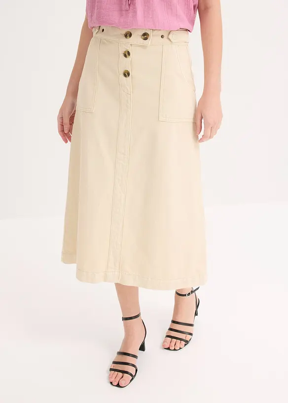 Gonna in twill di puro cotone, bonprix