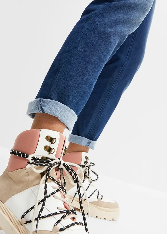 Jeans termici boyfriend con interno morbido, vita media, bonprix