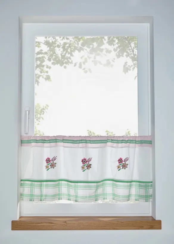 Tenda a vetro con ricami in cotone biologico, bonprix