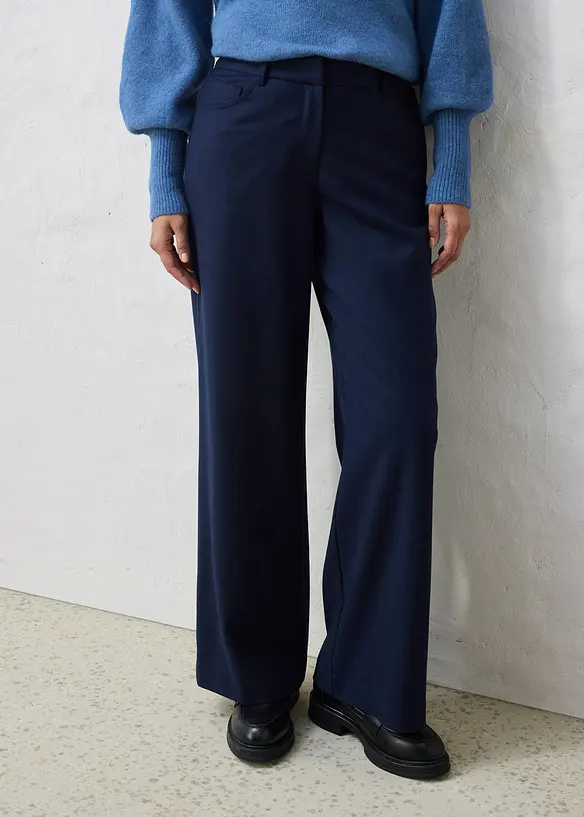 Pantaloni 5 tasche larghi con lana, bonprix