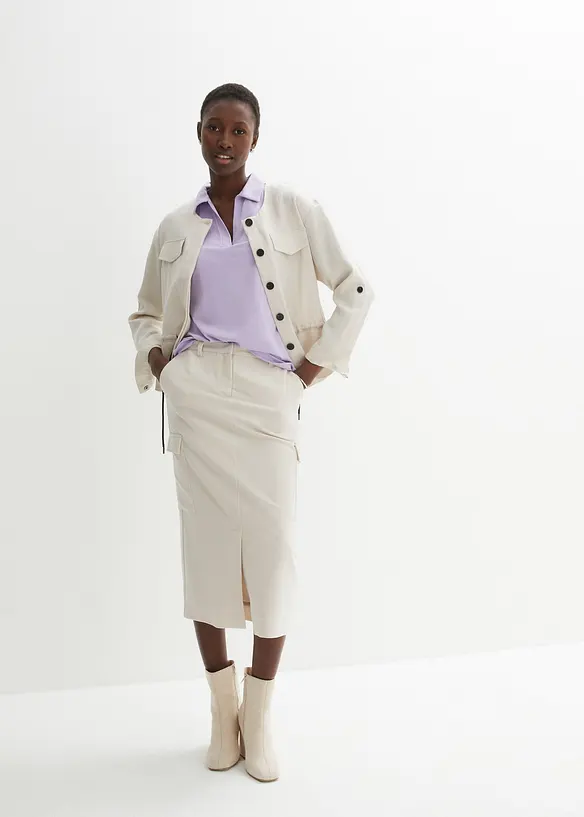 Maglia con colletto polo aperto, bonprix