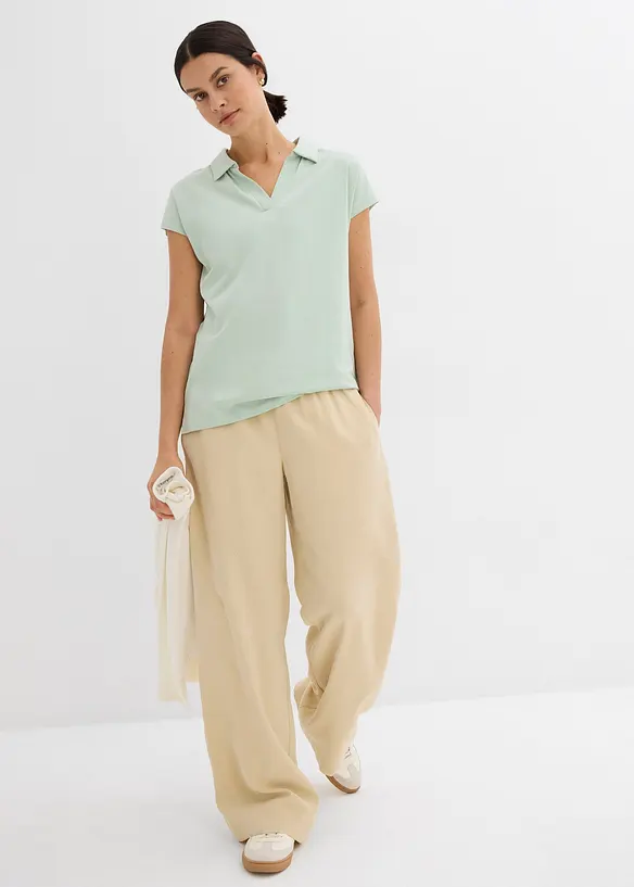 Maglia con colletto polo aperto, bonprix