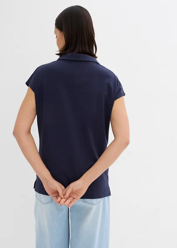 Maglia con colletto polo aperto, bonprix