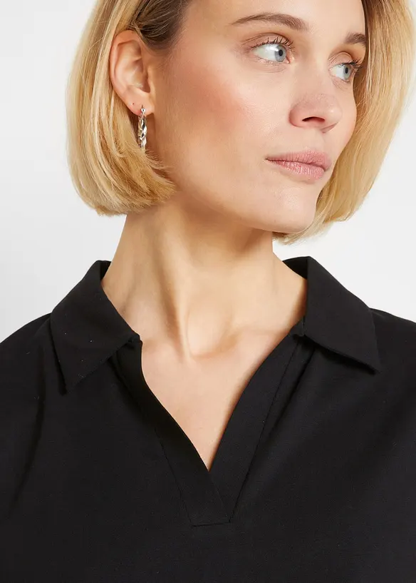 Maglia con colletto polo aperto, bonprix