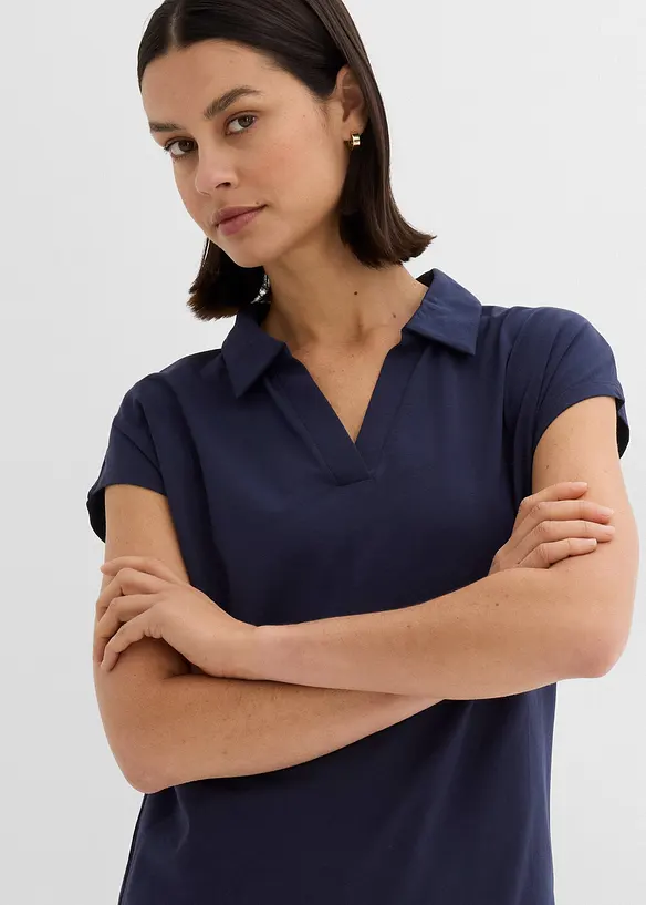 Maglia con colletto polo aperto, bonprix