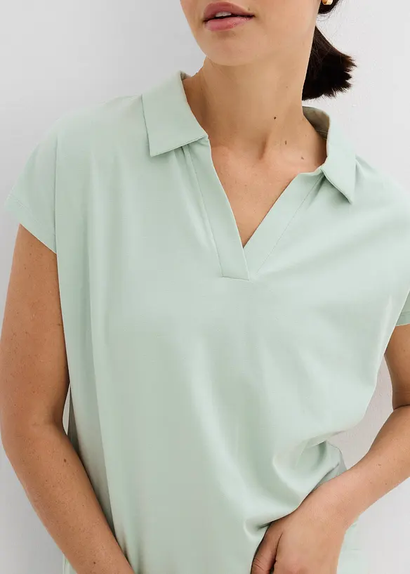 Maglia con colletto polo aperto, bonprix