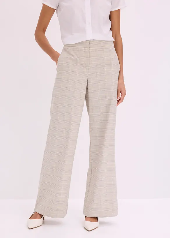 Pantaloni larghi in principe di Galles con viscosa, bonprix