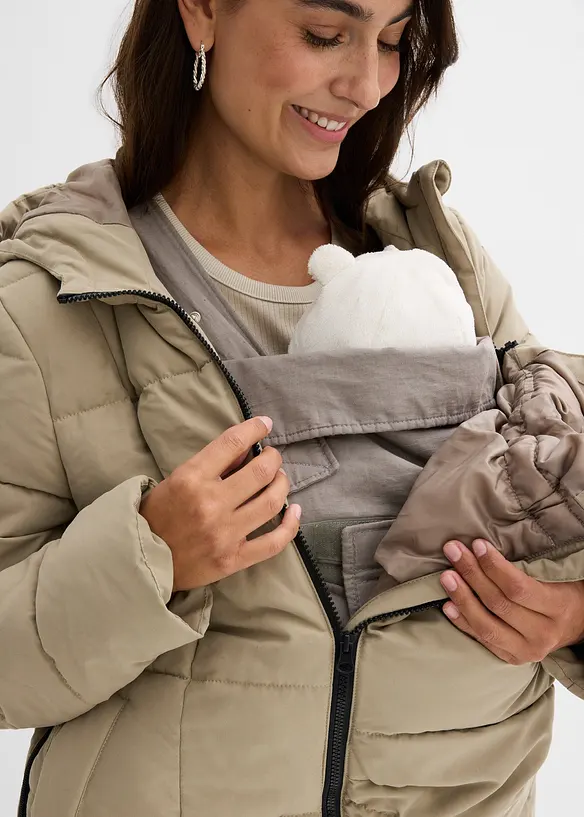 Giubbotto trapuntato pr&eacute;maman 3 in 1 con inserto babywearing e poliestere riciclato, bonprix