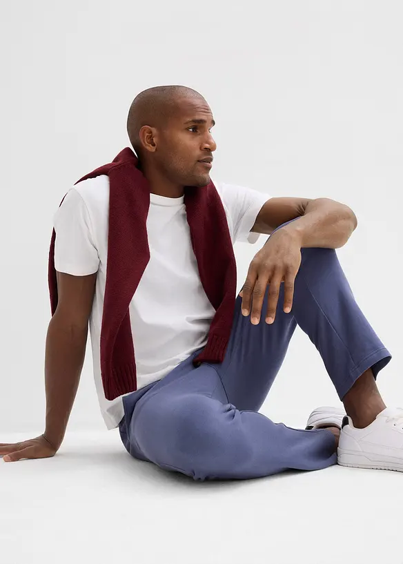 Pantaloni da jogging in puro cotone con dettagli sportivi, bonprix