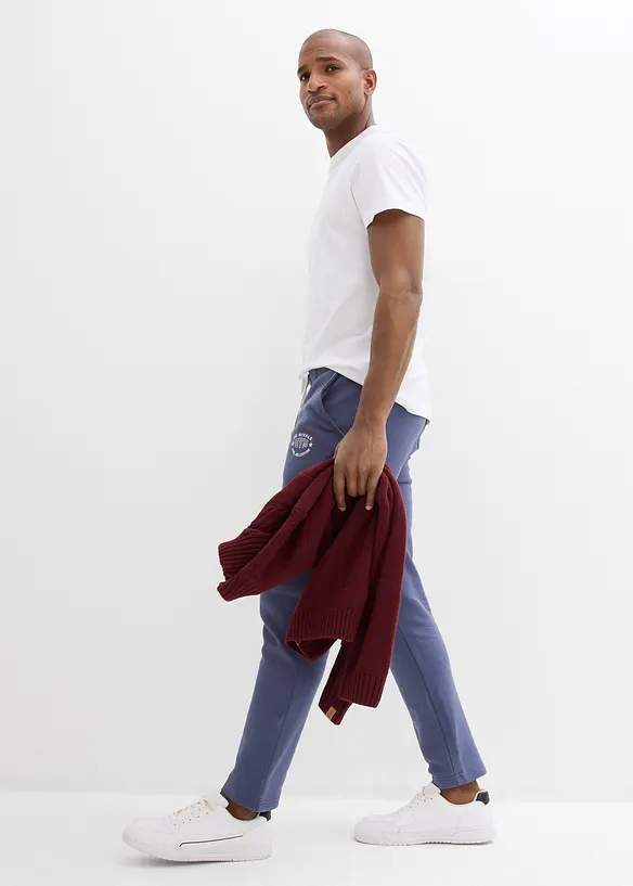 Pantaloni da jogging in puro cotone con dettagli sportivi, bonprix
