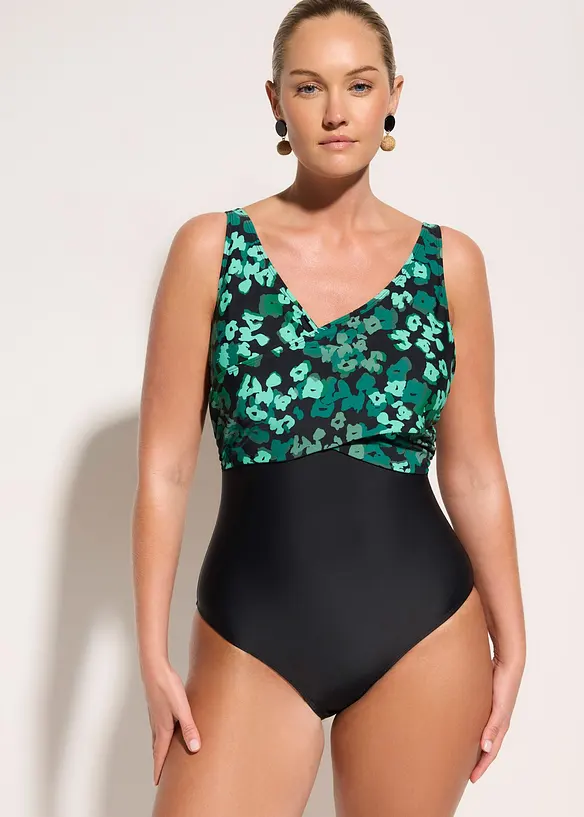 Costume intero con dettaglio incrociato ed effetto modellante medio, bonprix