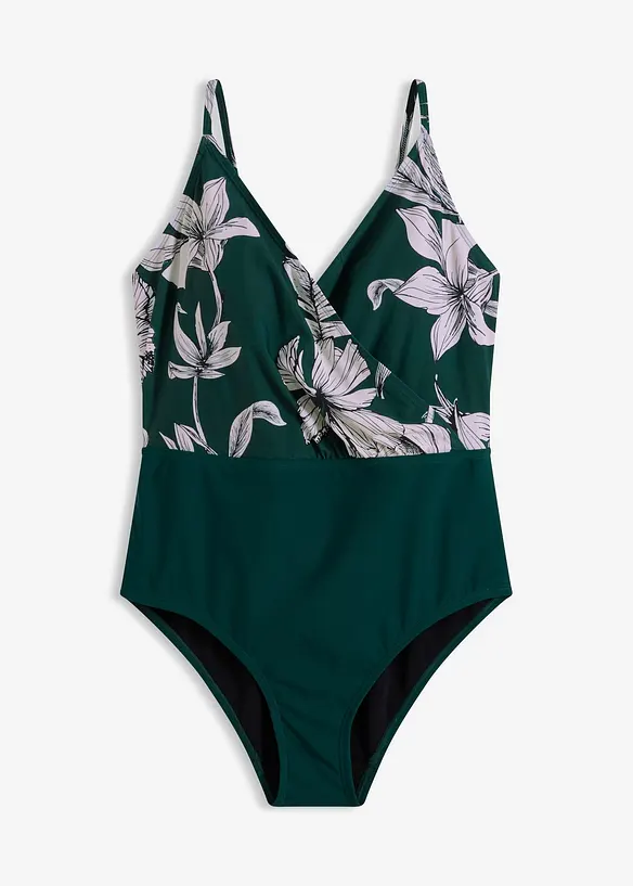 Costume intero con scollatura a V ed effetto modellante leggero, bonprix