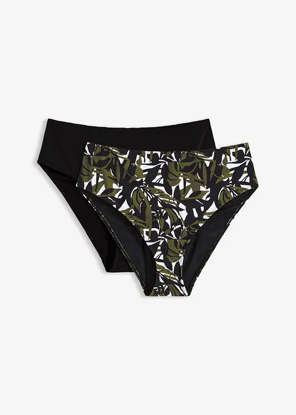 Slip per bikini a vita alta con effetto modellante leggero (pacco da 2), bonprix