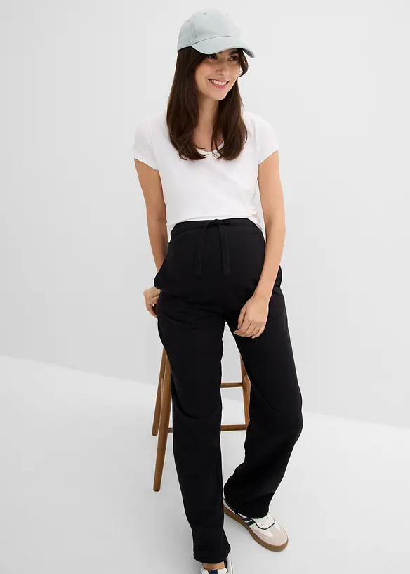 Pantaloni pr&eacute;maman in felpa con fondo regolabile in puro cotone biologico, bonprix
