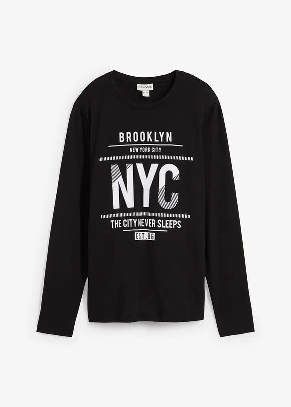 Maglia a maniche lunghe in puro cotone biologico, slim fit, bonprix