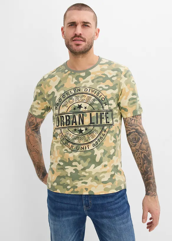 T-shirt in puro cotone biologico, slim fit, bonprix