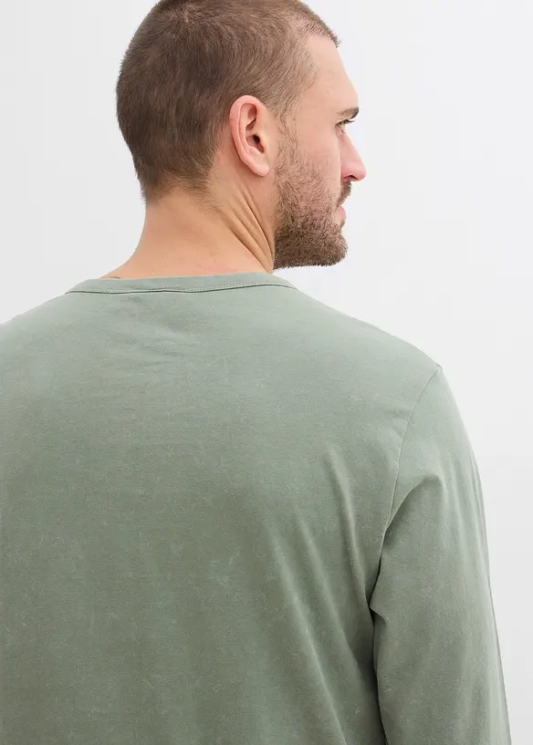 Maglia a maniche lunghe in puro cotone effetto lavato, bonprix