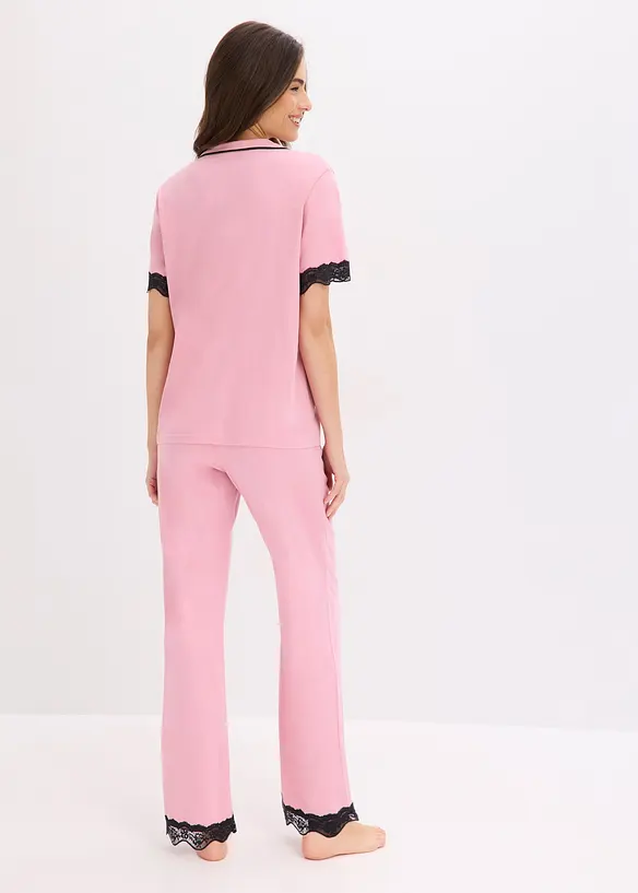 Pigiama in misto viscosa morbido con abbottonatura, bonprix