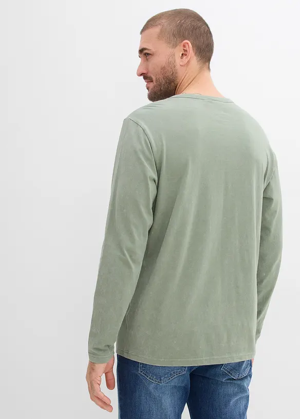 Maglia a maniche lunghe in puro cotone effetto lavato, bonprix