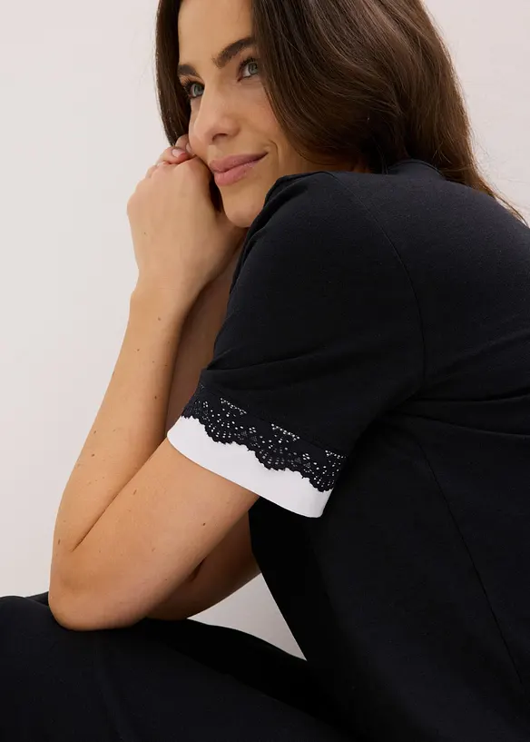 Pantaloni culotte larghi  da pigiama in misto viscosa morbido, bonprix