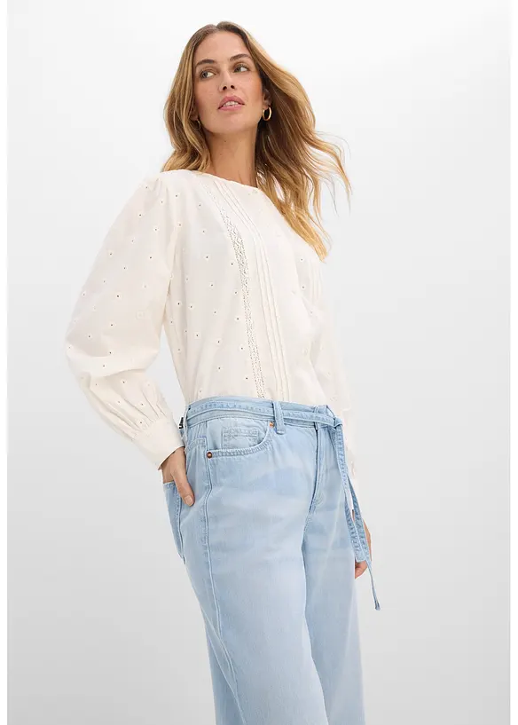 Jeans wide leg con cintura, vita media, bonprix