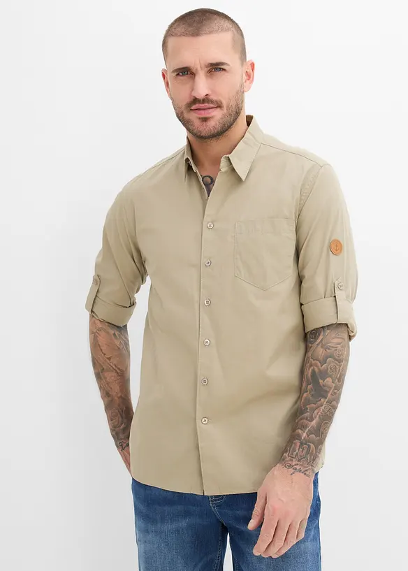 Camicia a maniche lunghe in puro cotone biologico, bonprix
