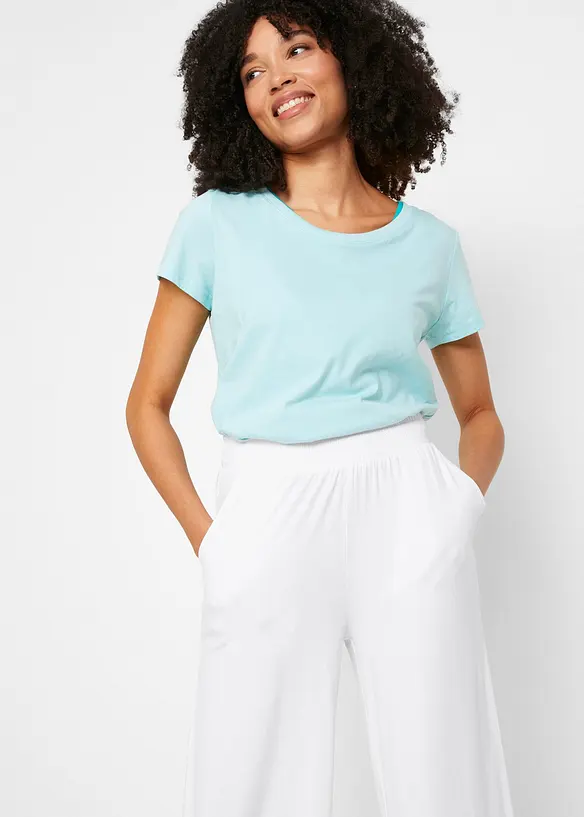 Pantaloni cropped in jersey di misto viscosa fluente, bonprix