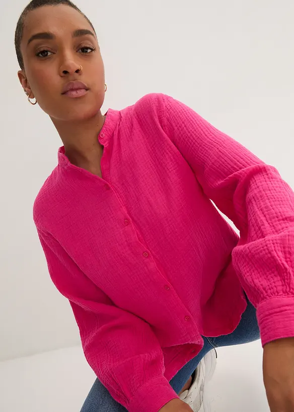 Camicia lunga in vaporosa mussola di cotone, bonprix