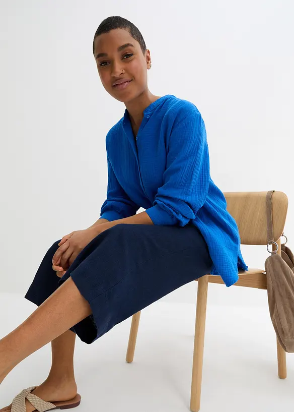 Camicia lunga in vaporosa mussola di cotone, bonprix