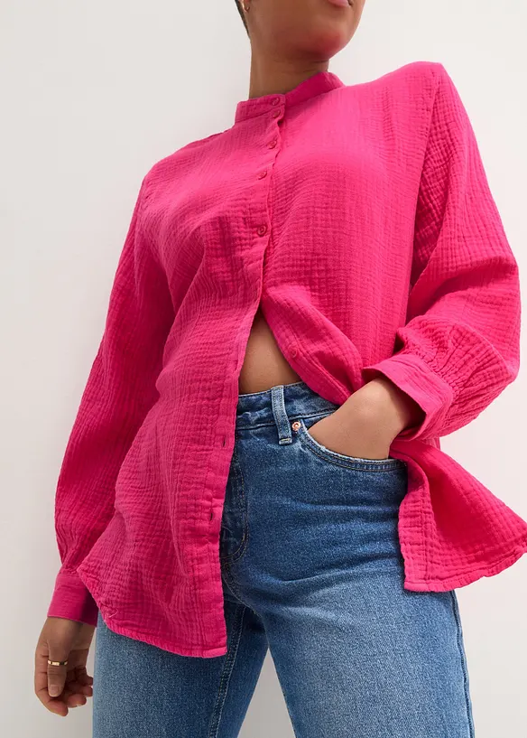 Camicia lunga in vaporosa mussola di cotone, bonprix