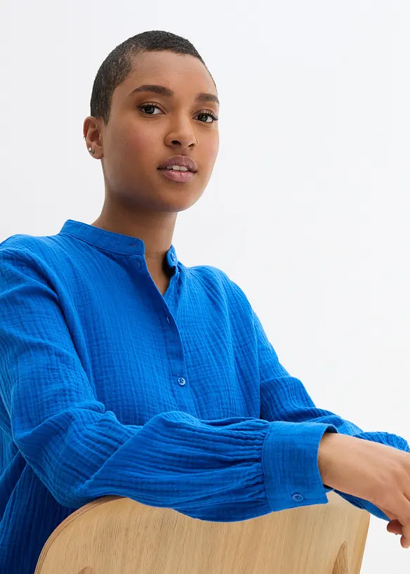 Camicia lunga in vaporosa mussola di cotone, bonprix