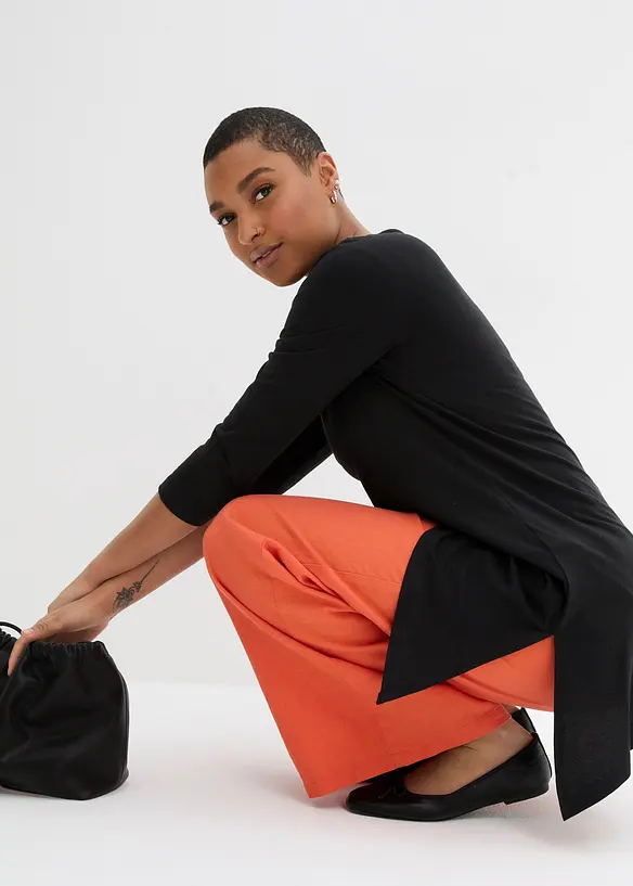 Maglia lunga in misto viscosa e cotone, bonprix