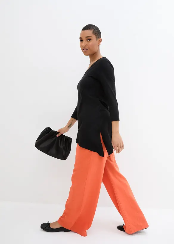 Maglia lunga in misto viscosa e cotone, bonprix