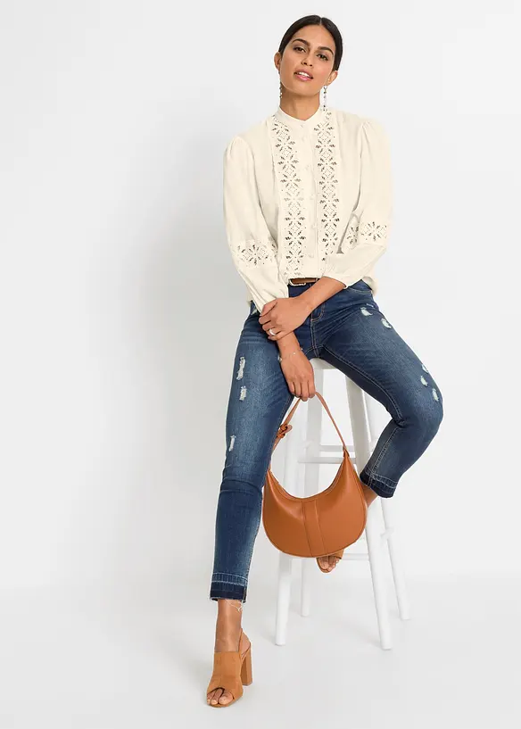 Camicetta con pizzo in misto viscosa morbido, bonprix