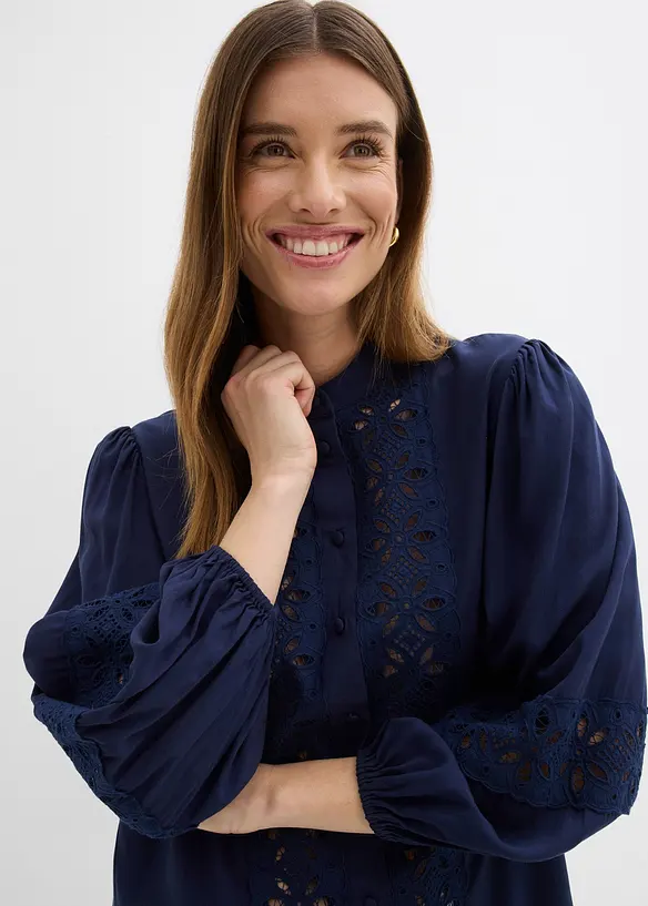 Camicetta con pizzo in misto viscosa morbido, bonprix