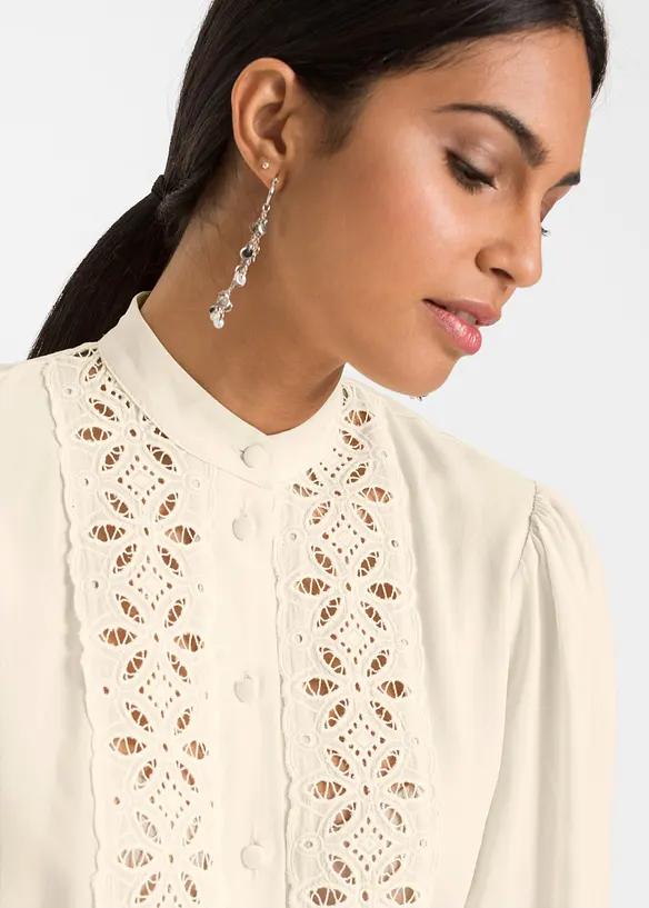 Camicetta con pizzo in misto viscosa morbido, bonprix