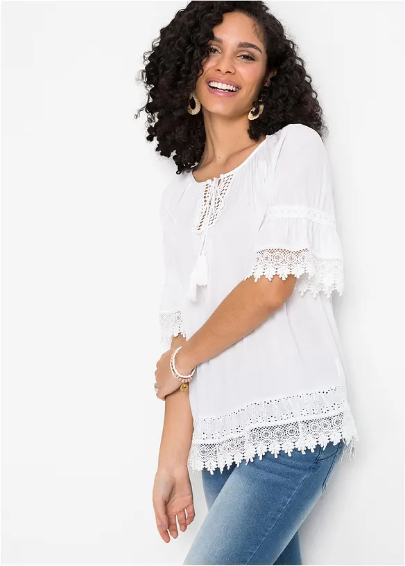 Tunica con pizzo in morbida viscosa, bonprix