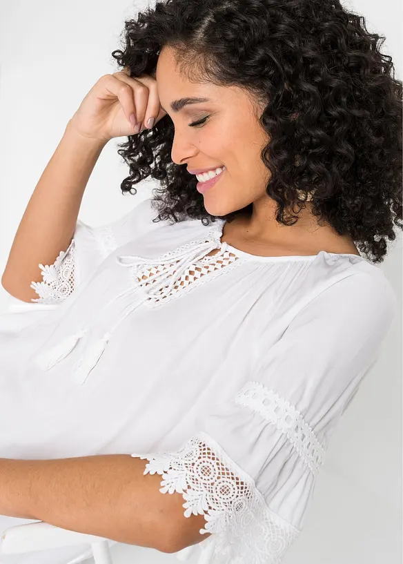 Tunica con pizzo in morbida viscosa, bonprix