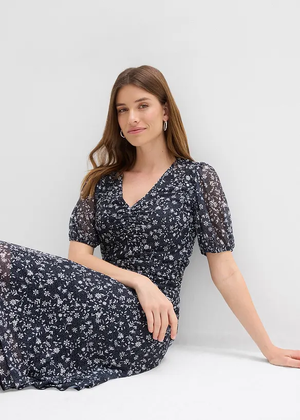 Abito in jersey e mesh fine, bonprix