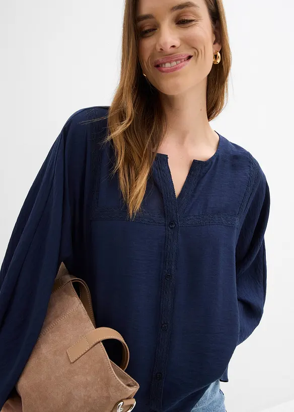 Blusa in cotone con maniche ampie, bonprix