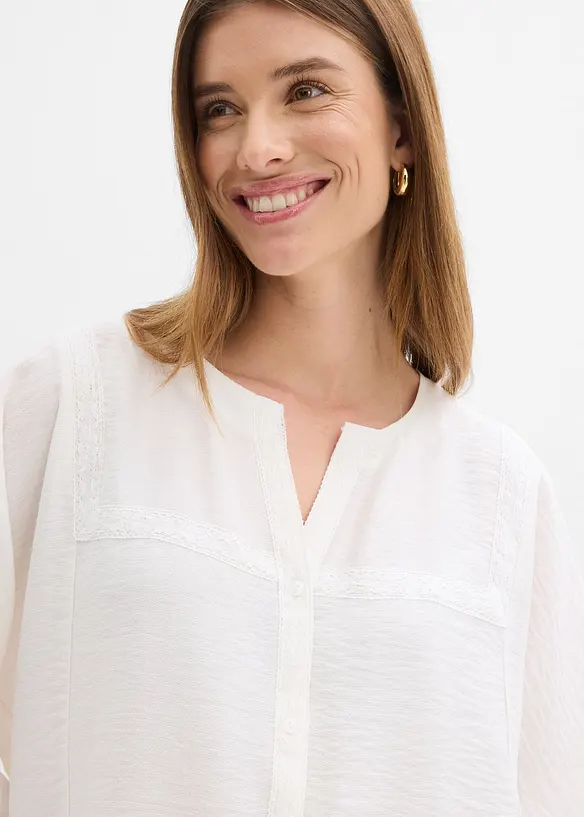 Blusa in cotone con maniche ampie, bonprix