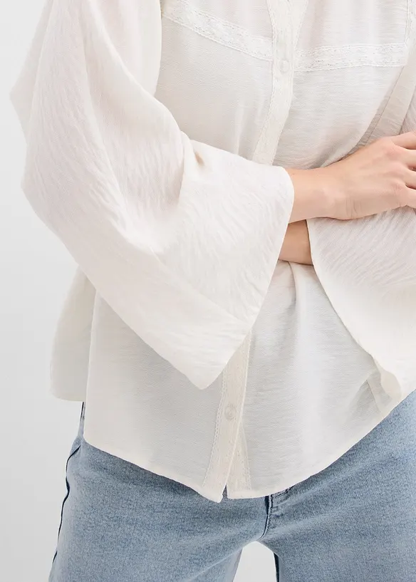 Blusa in cotone con maniche ampie, bonprix